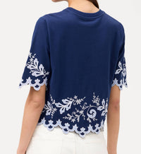 Johnny Was ADDELINE ELBOW SLEEVE TEE in navy - women's t-shirt - view 5