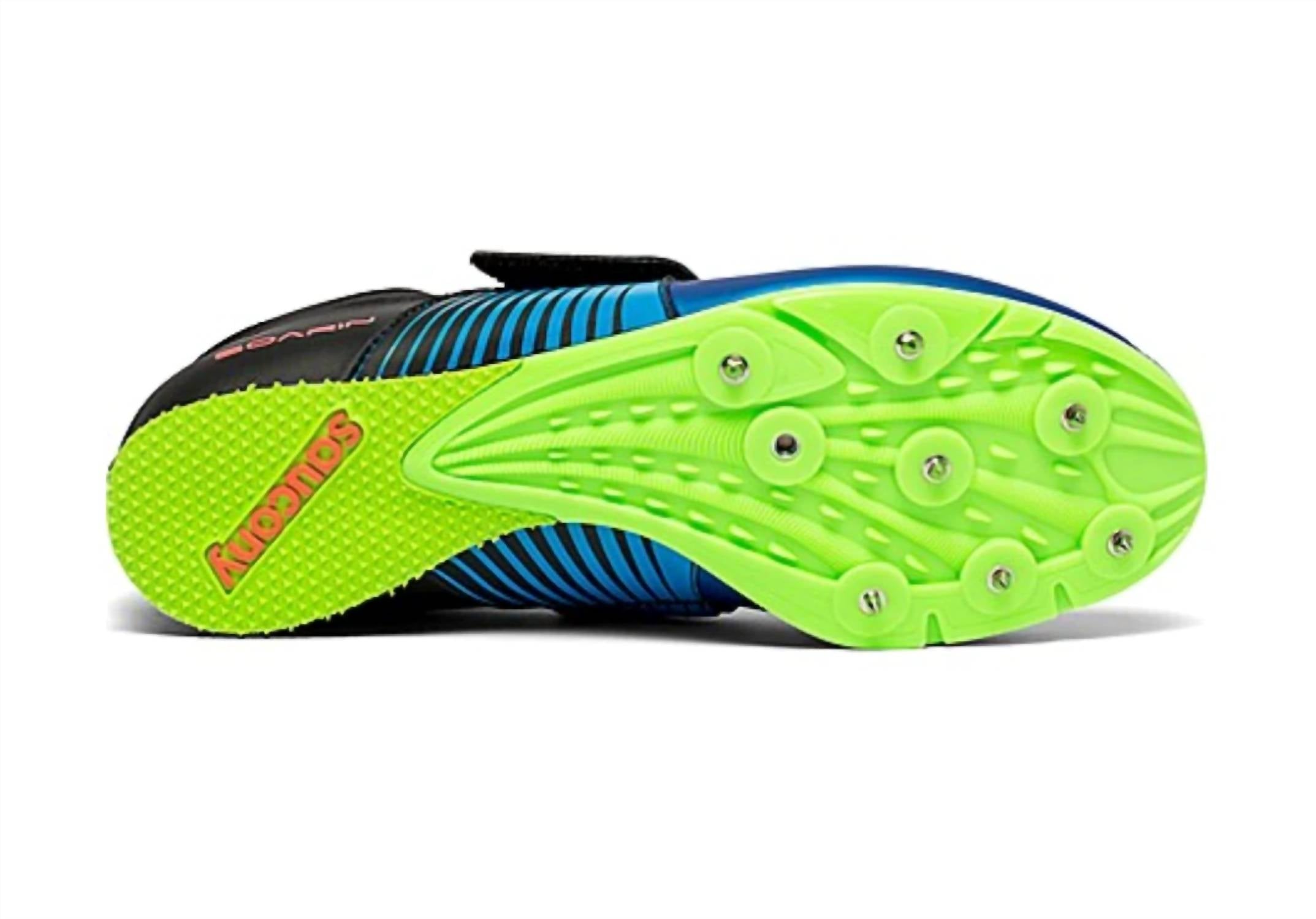 SAUCONY Men's Soarin J2 Shoes in blue lime - men's shoe - detail view
