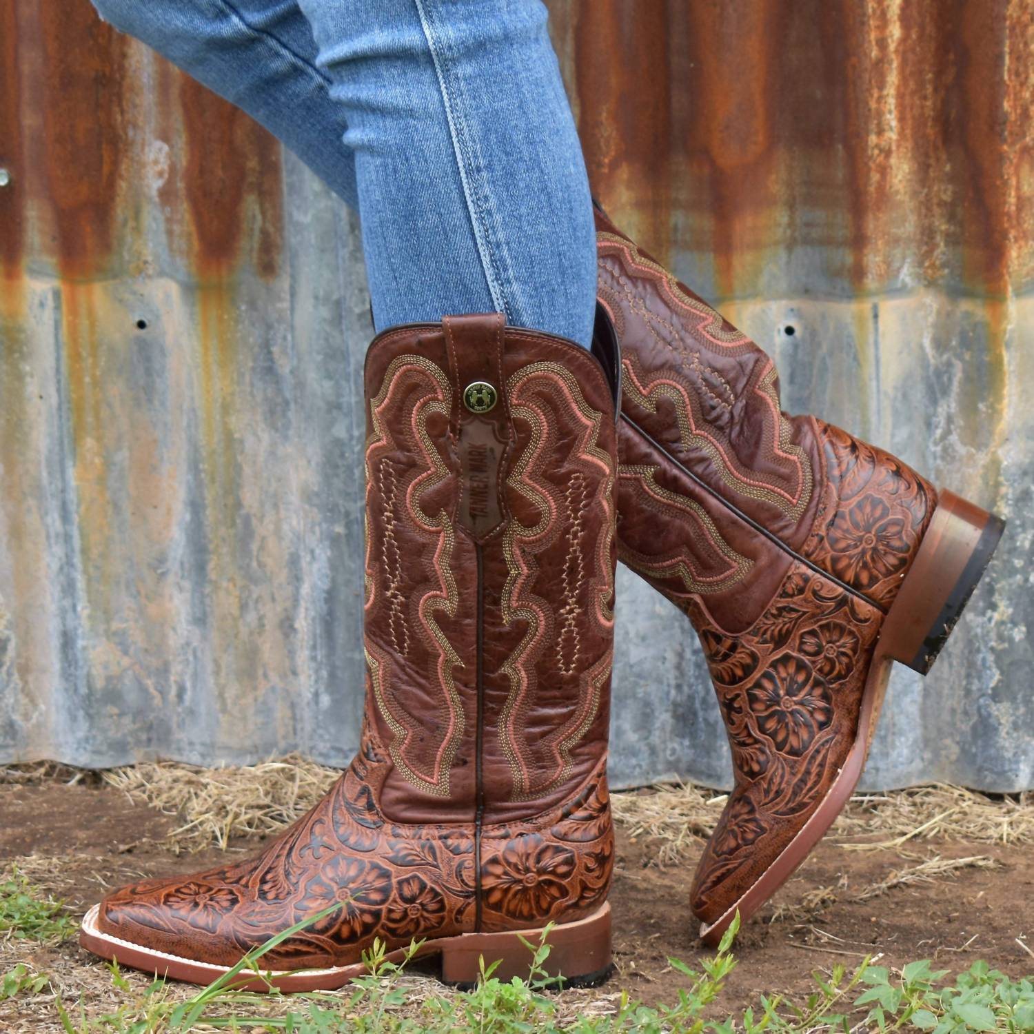 Tanner Mark - Women's Winner Circle Tooled Leather Boots