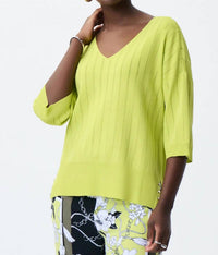 Joseph Ribkoff Lydia Three Quarter Sleeve Top in lime - women's t-shirt - detail view