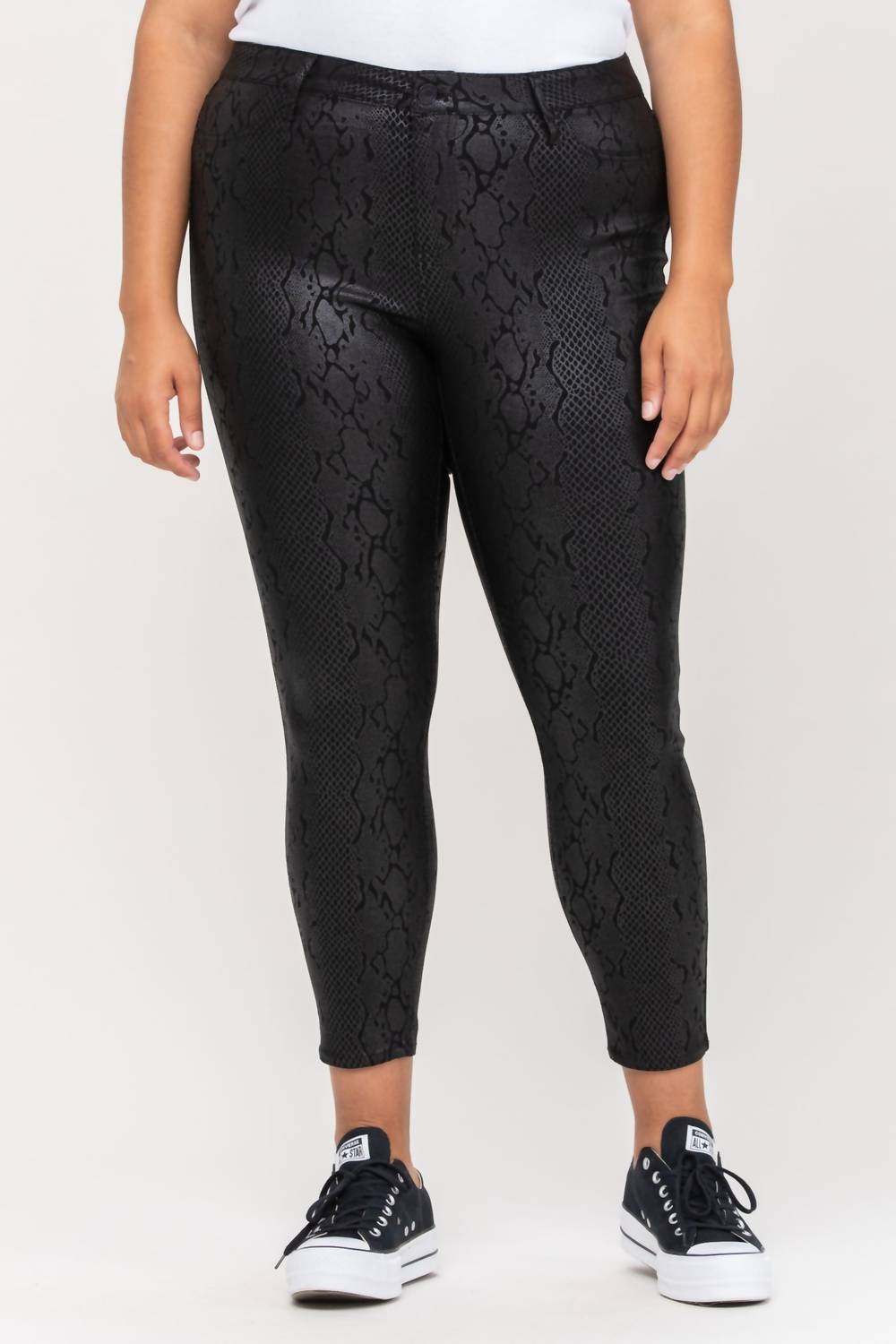 Cello - Curvy Mid Rise Crop Python Skinny Pants