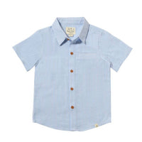 ME & HENRY Boy's Newport Woven Shirt in blue seersucker - kids' t-shirt