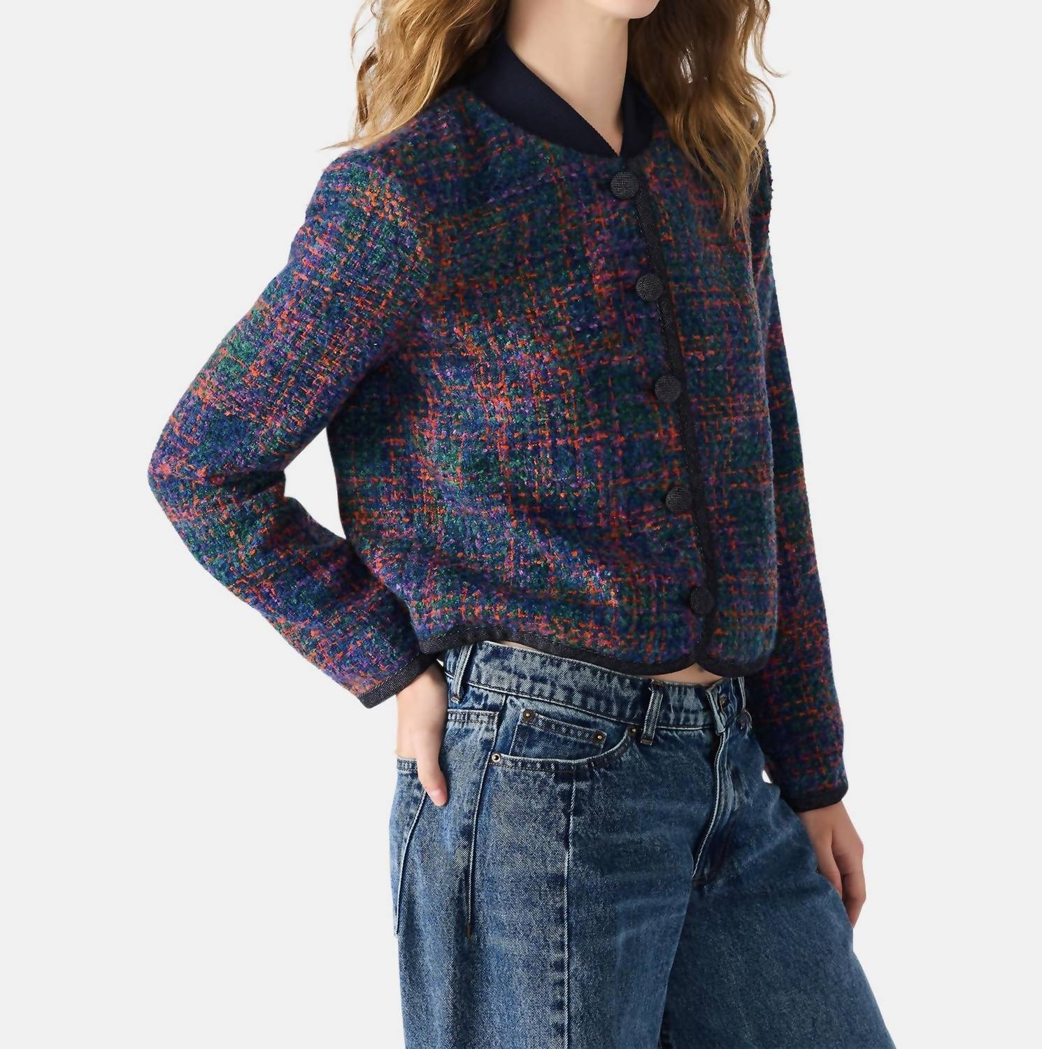 STEVE MADDEN Carlene Jacket in blue multi 1 - women's jacket - detail view