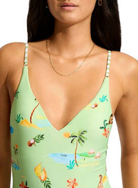 Seafolly - Isla Palm V Neck One Piece