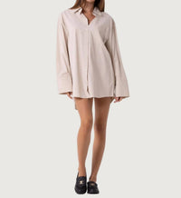 beige botany Naomi Shirt Dress in ecru - women's dress