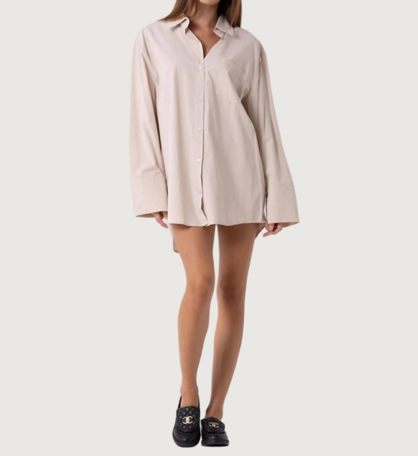 beige botany Naomi Shirt Dress in ecru - women's dress