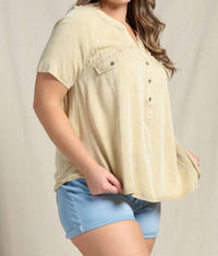 Doe And Rae - Raglan Short Sleeve Over Sized Top (plus Size)