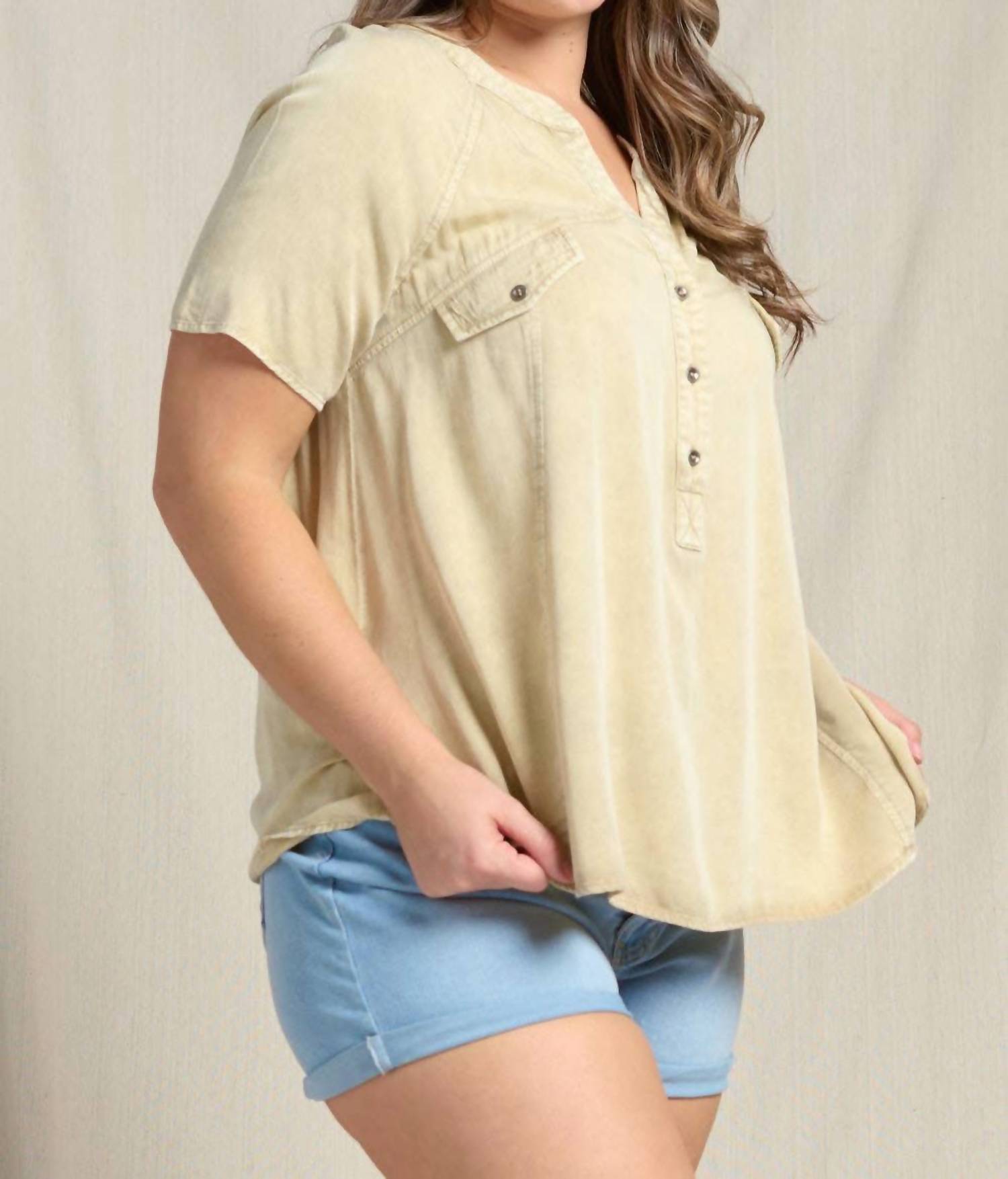 Doe And Rae - Raglan Short Sleeve Over Sized Top (plus Size)