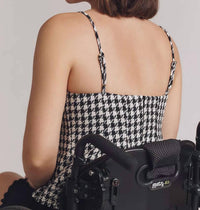 En Saison Marley Peplum Top in black white - women's blouse - detail view