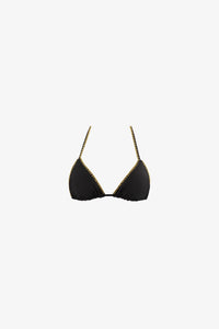 Luli Fama Luxe Stitch Seamless Triangle Bikini Top in black - women's swimwear - alternate view