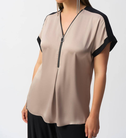 Joseph Ribkoff - V-Neck Zipper Top