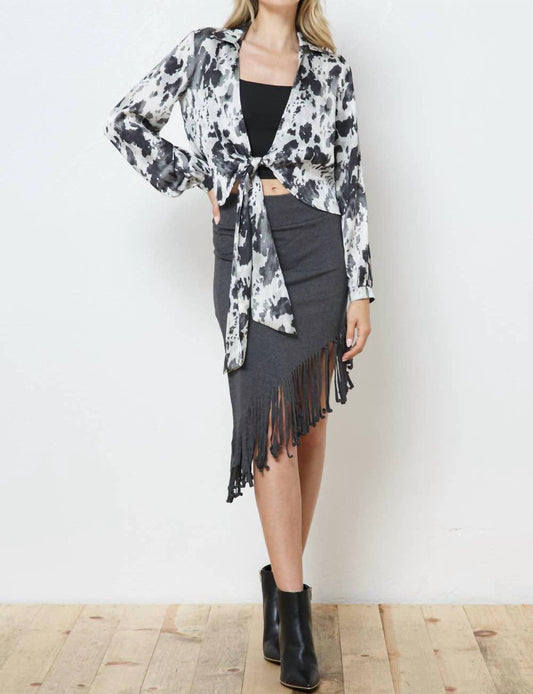 Blue B - Asymmetrical Fringe French Terry Skirt