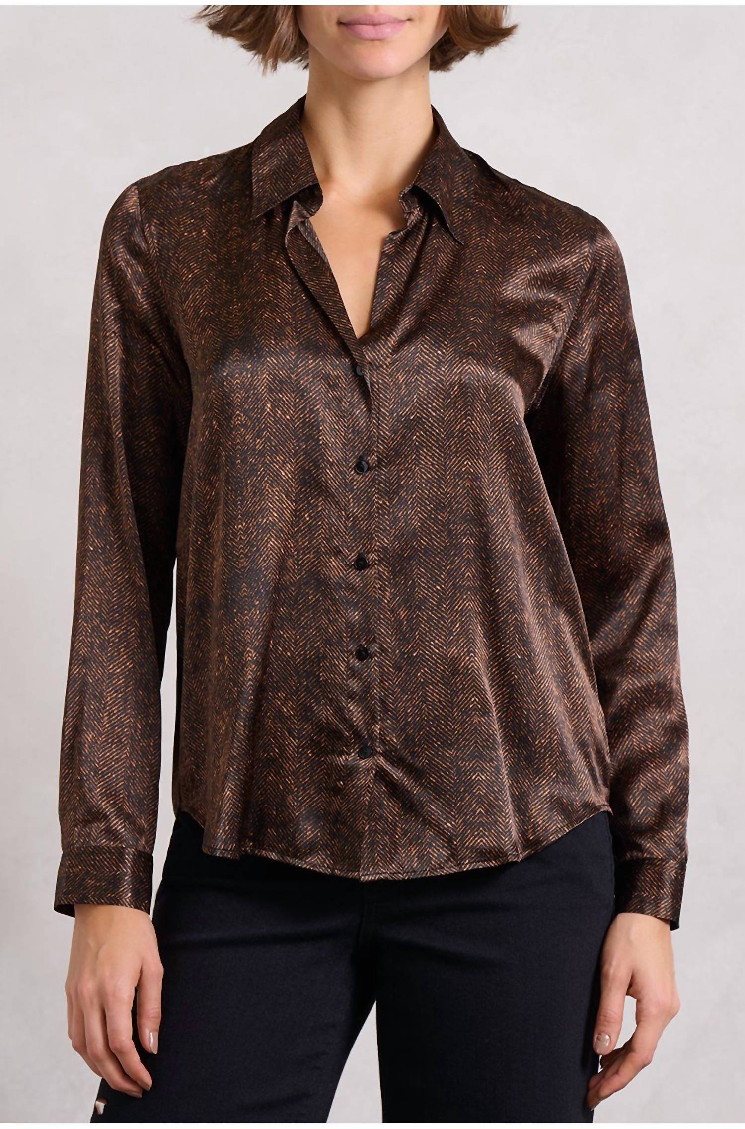 L'Agence - Women's Tyler Longsleeve Herringbone Print Blouse