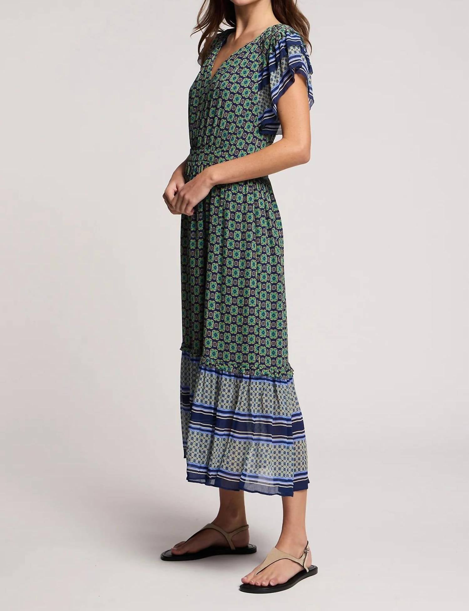 Velvet By Graham & Spencer - Cheryl Ruffle Sleeve Midi Dress