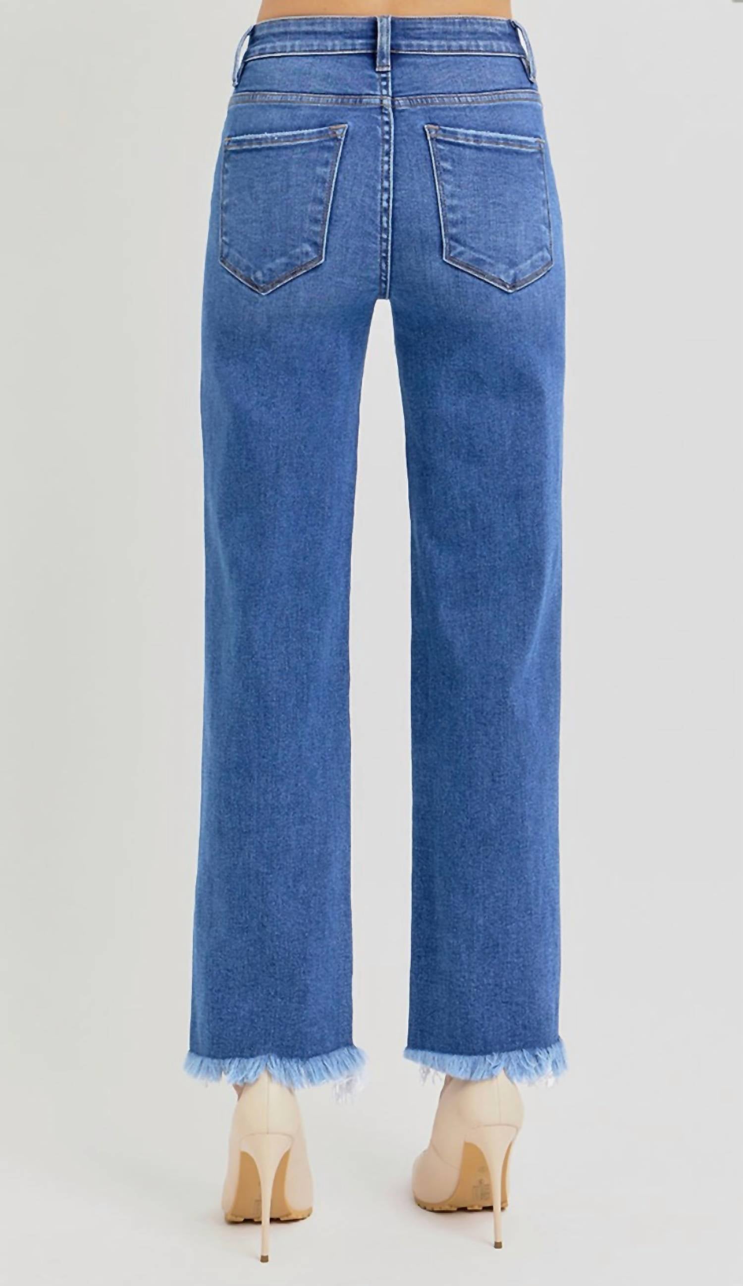 Risen - Tummy Control High Rise Ankle Straight Jeans
