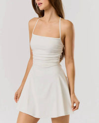Blue Blush - Bailey Lace Up Back Mini Dress