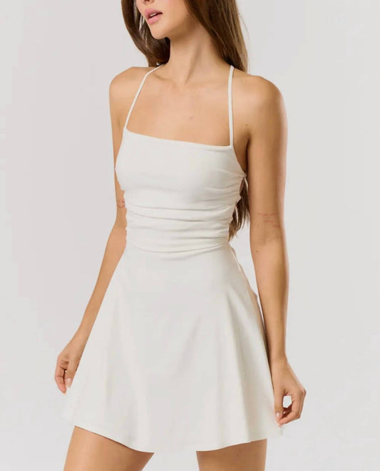 Blue Blush - Bailey Lace Up Back Mini Dress