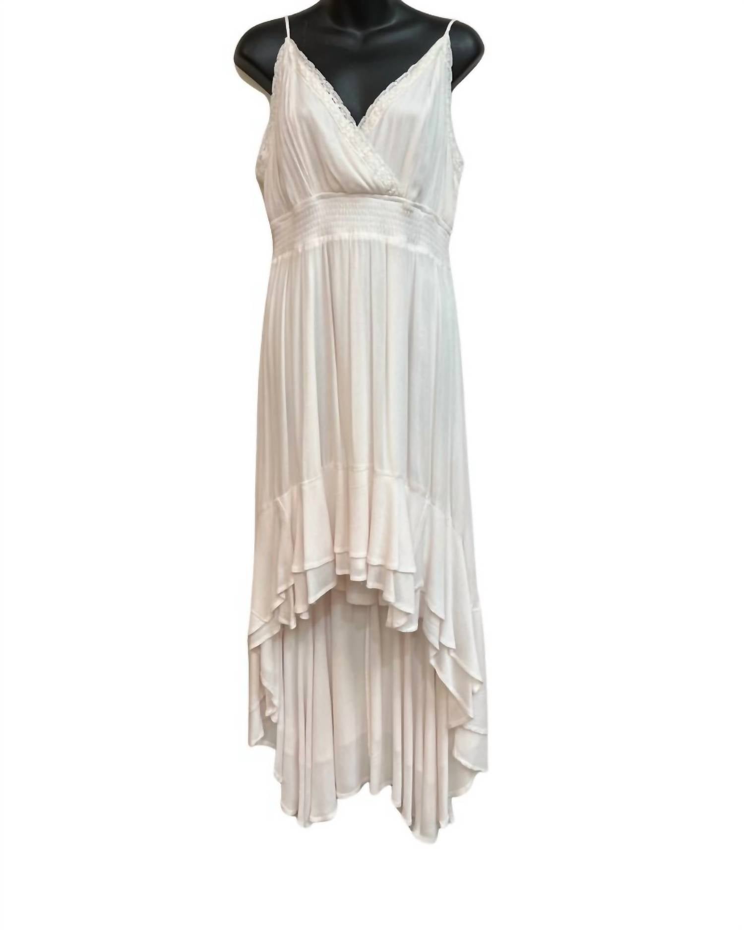 Fashion On Earth - Women's Lace Trim High Low Dress