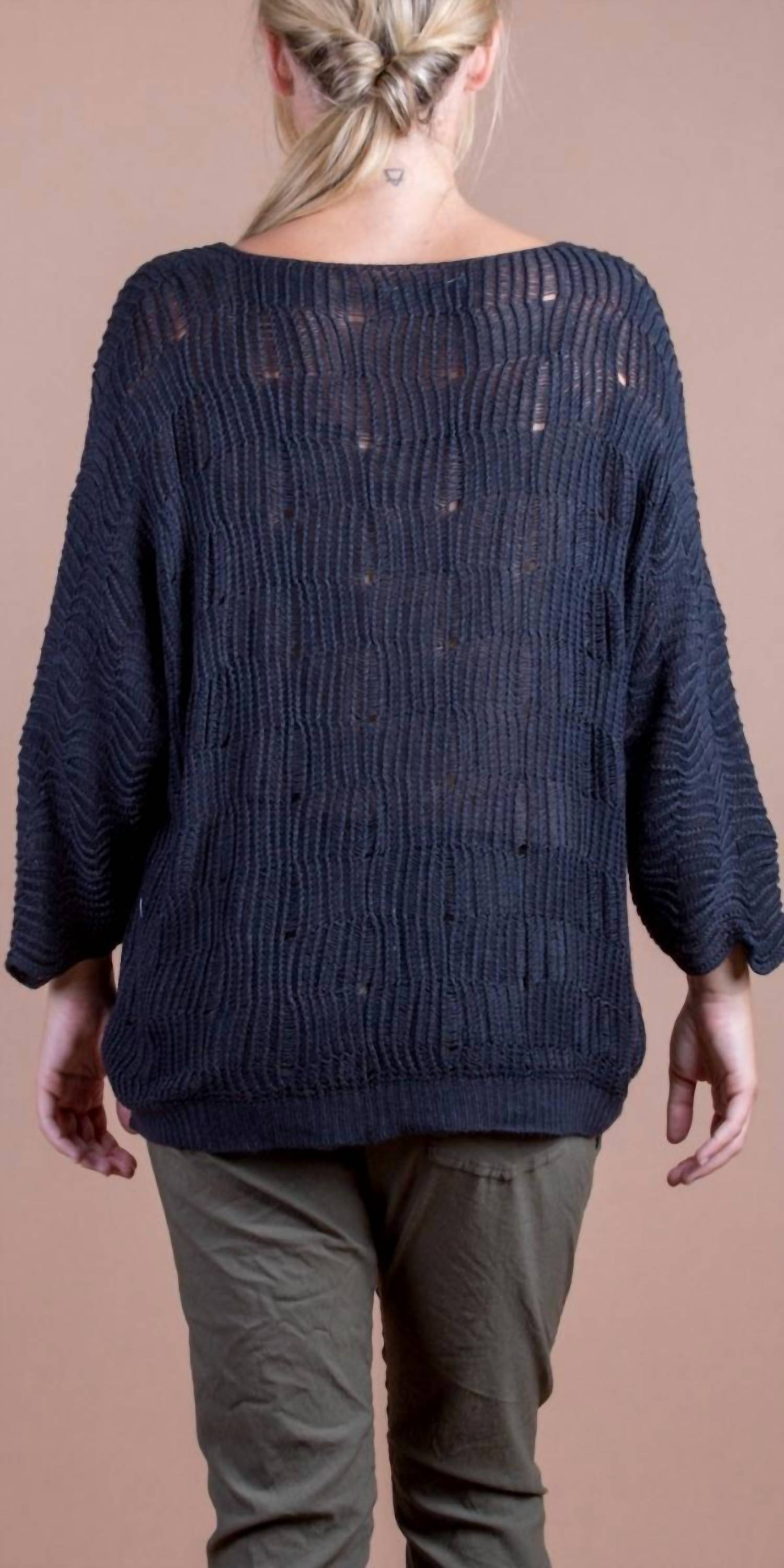 GIGI MODA Scacchi Knit Sweater in black - women's cardigan - detail view
