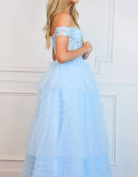 Cinderella Divine - Vienna Sparkly Lace Bustier Tulle Ruffle Formal Dress