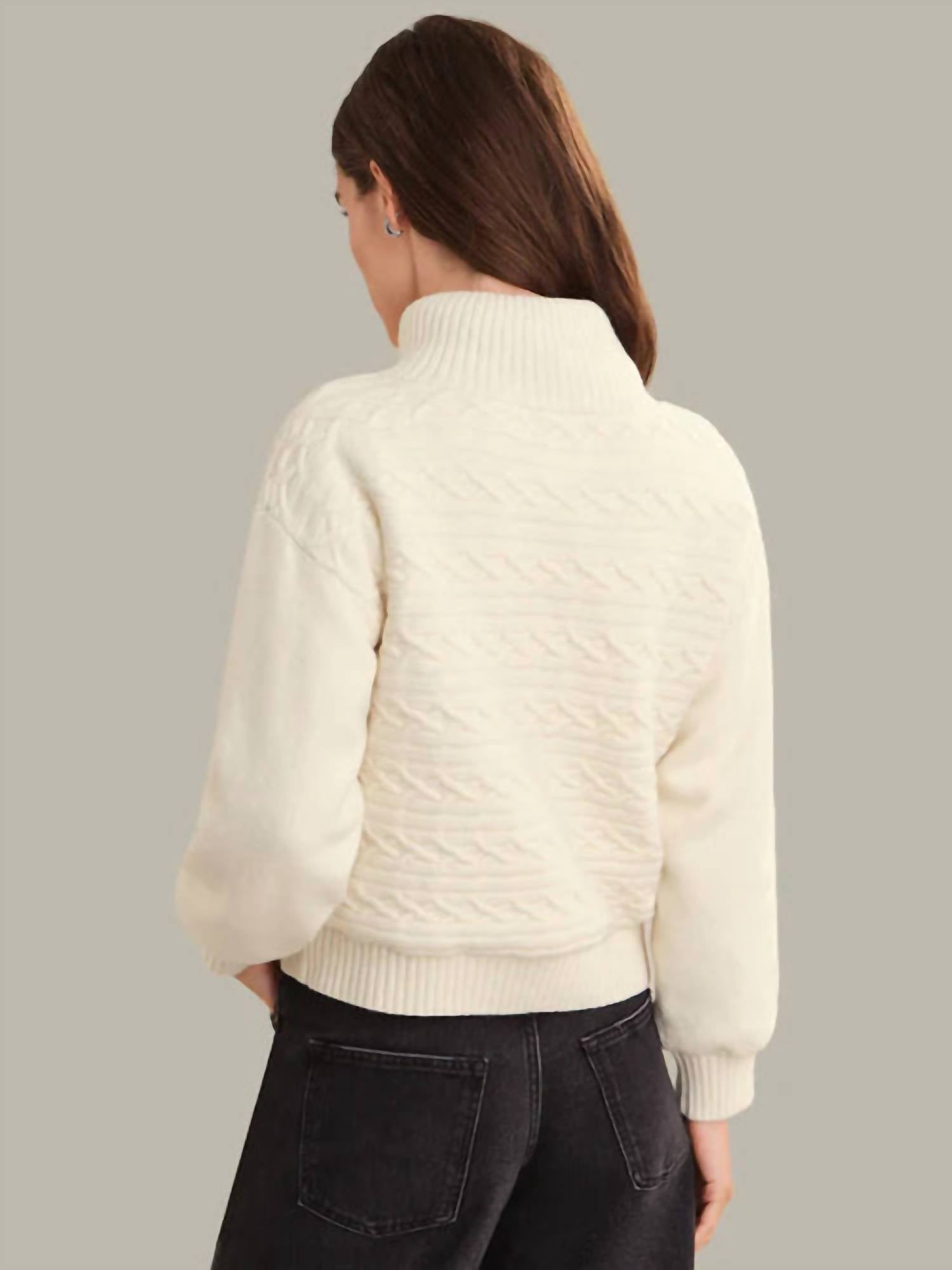 525 America Addison Cable Knit Puffer Jacket in sea salt - women's jacket - detail view
