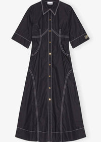 Ganni - Cotton Poplin Long Shirt Dress
