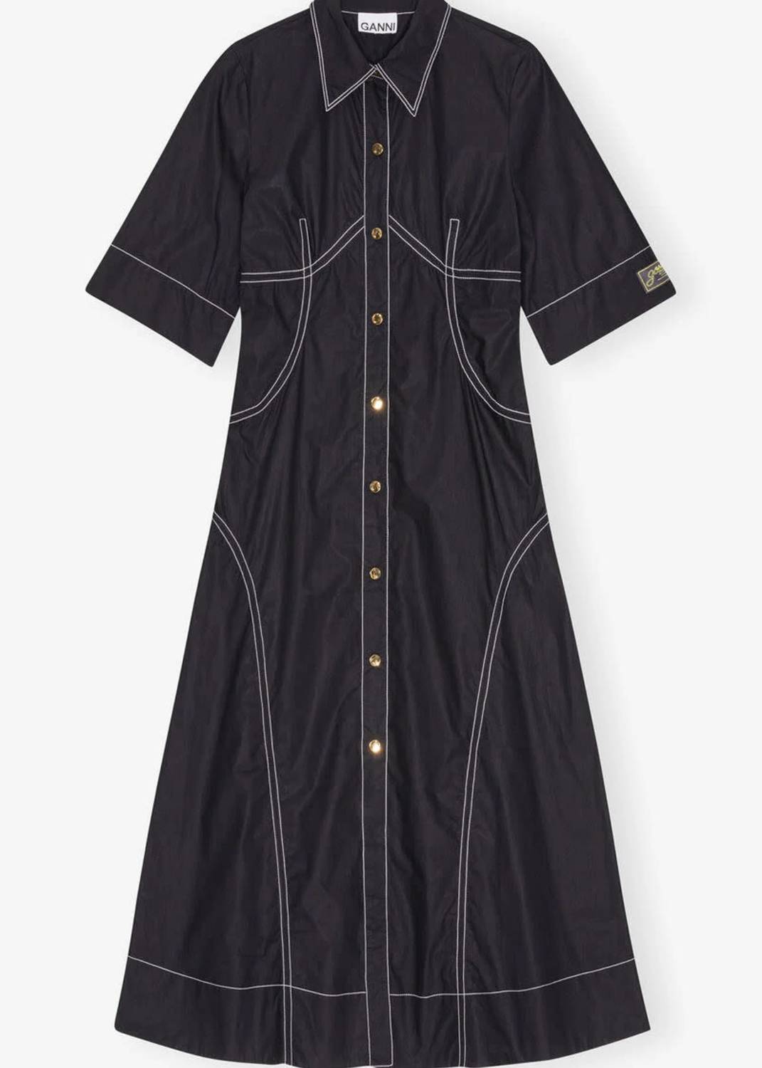 Ganni - Cotton Poplin Long Shirt Dress