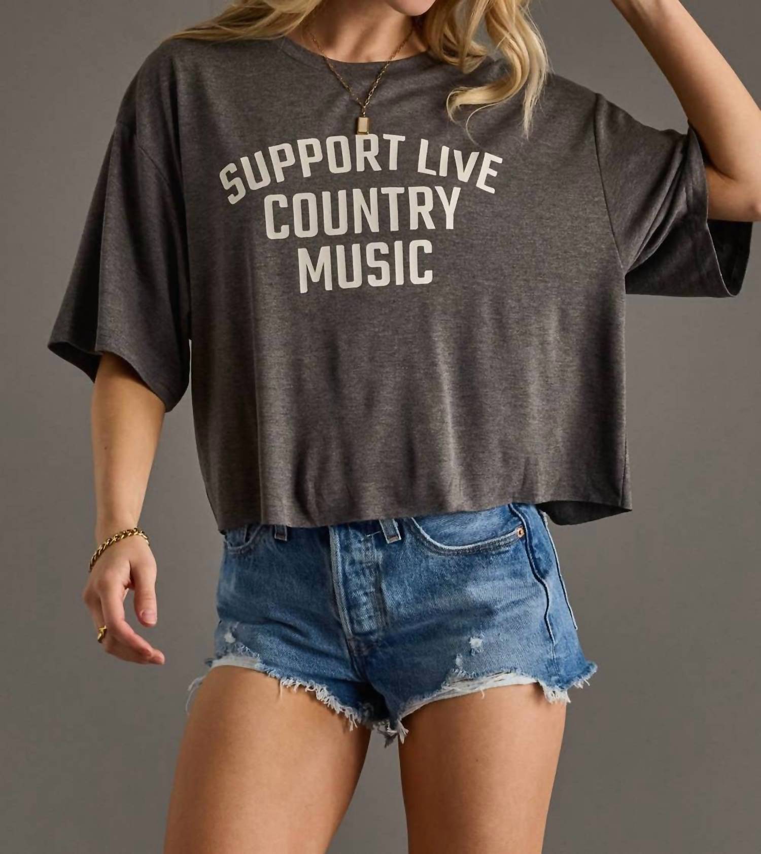 Panache Apparel - Support Live Country Music Cropped Tee