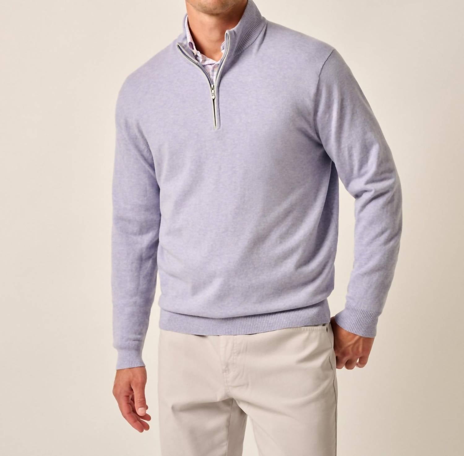 Johnnie-O - Desmond Plaited Cotton Blend 1/4 Zip Sweater