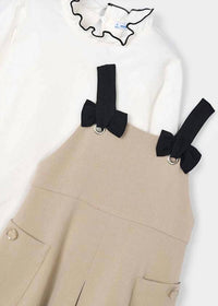 Mayoral Girl's Pinafore Dress Set in beige - kids' dress - alternate view