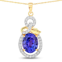 Diana M Jewels Women's Oval Natural Tanzanite Pendant Necklace (3.91 Ct) - Signature Plus in 14k yellow gold - women's jewelry - detail view