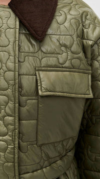 GANNI Shiny Quilted Midi Flare Jacket in kalamata - women's jacket - view 4