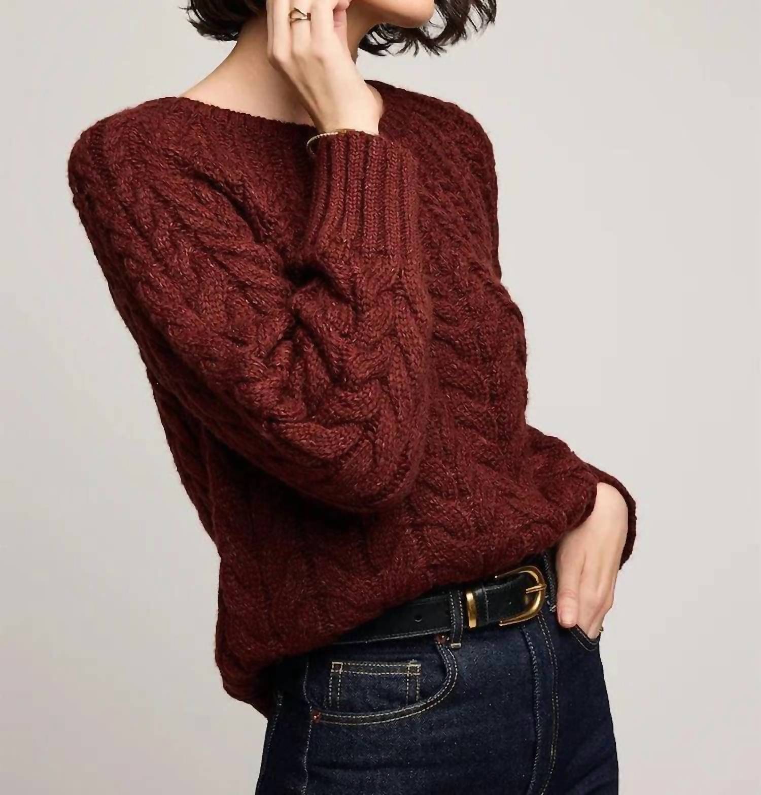 Gentle Fawn Lorenzo Sweater in mahogany - women's sweater - detail view