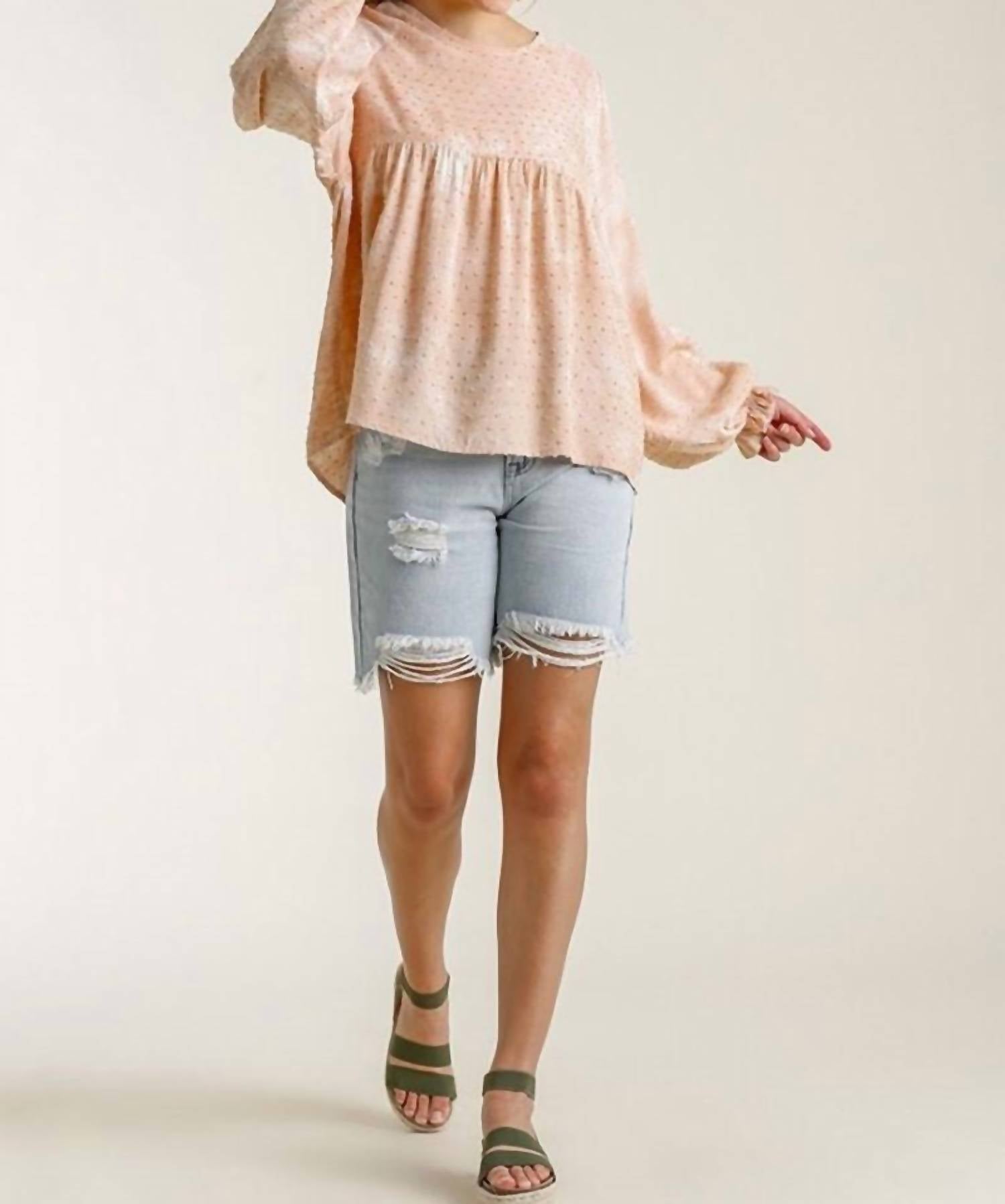 Umgee - Swiss Dot Babydoll Blouse