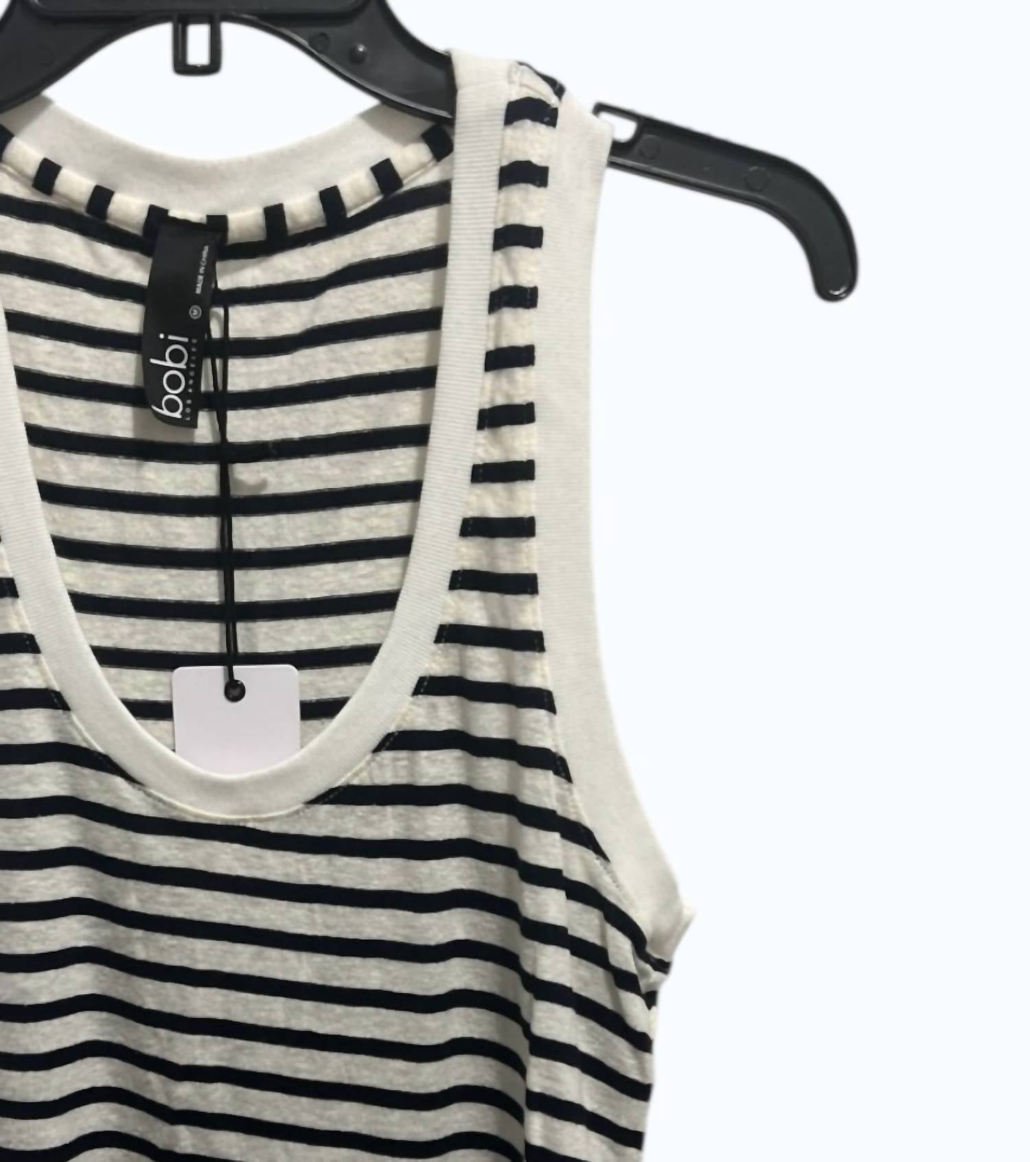 bobi Women's Stripe Tank Top in black - women's tank top - detail view