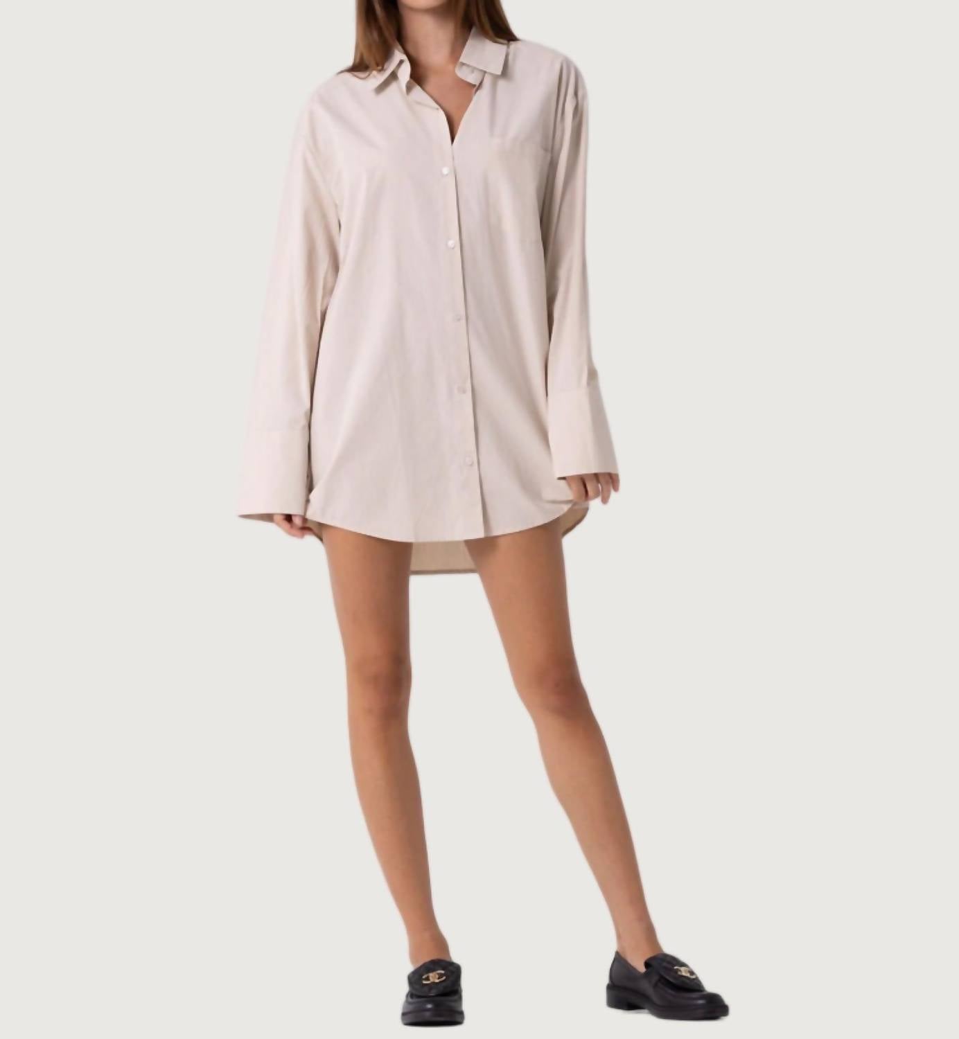 beige botany Naomi Shirt Dress in ecru - women's dress - detail view