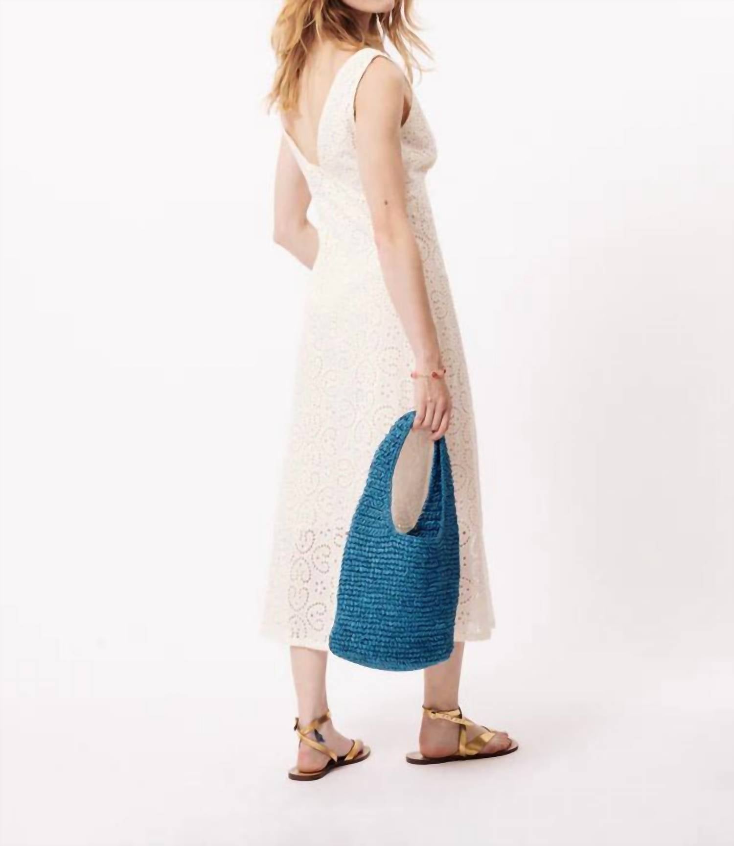 FRNCH Women's Crista Woven Dress in creme - women's dress - detail view