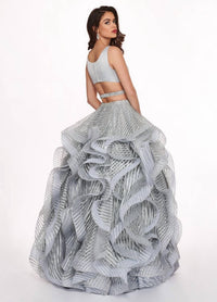 Rachel Allan - Two-piece Matte Satin Ruffled Gown