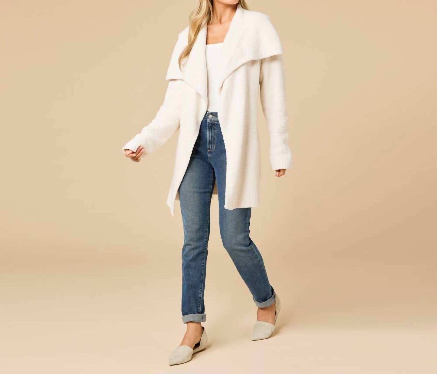 SOFTiES Ultra-marshmallow Wrap Cardigan in almond - women's cardigan