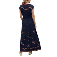 THE GREAT. Women's The Beaded Corridor Dress in navy - women's dress - detail view