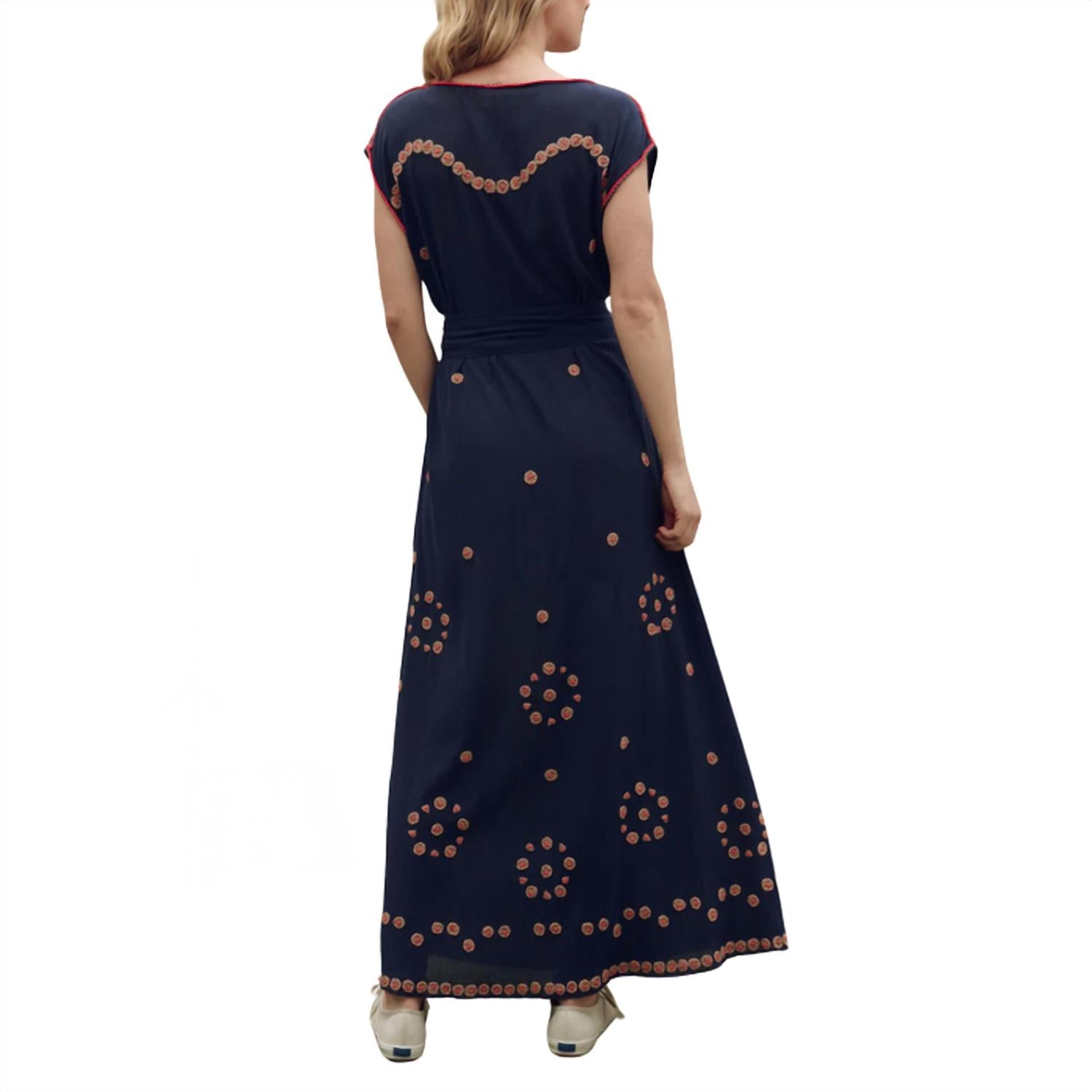 THE GREAT. Women's The Beaded Corridor Dress in navy - women's dress - detail view