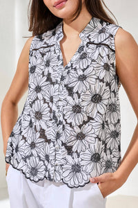 Tribal - Sleeveless Button Front Blouse