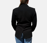 REPEAT cashmere Boyfriend Jacket in black - women's jacket - detail view
