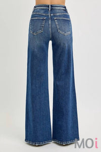 Risen - High Rise Wide Front Yoke Detailed Jeans