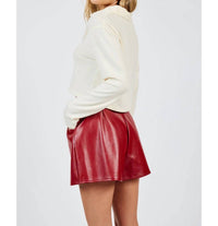 Sadie & Sage Night Vision Faux Leather Shorts in red - women's shorts - detail view