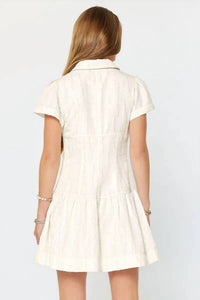 Current Air - Textured Detail Short Sleeve Button Down Mini Dress