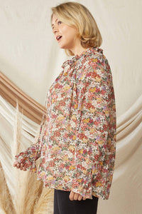 Entro - Ruffle Detail V Neckline Blouse