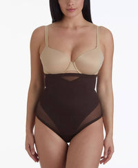 Miraclesuit Sexy Sheer Shaping Extra Firm Control High Waist Thong in coffee - women's intimate