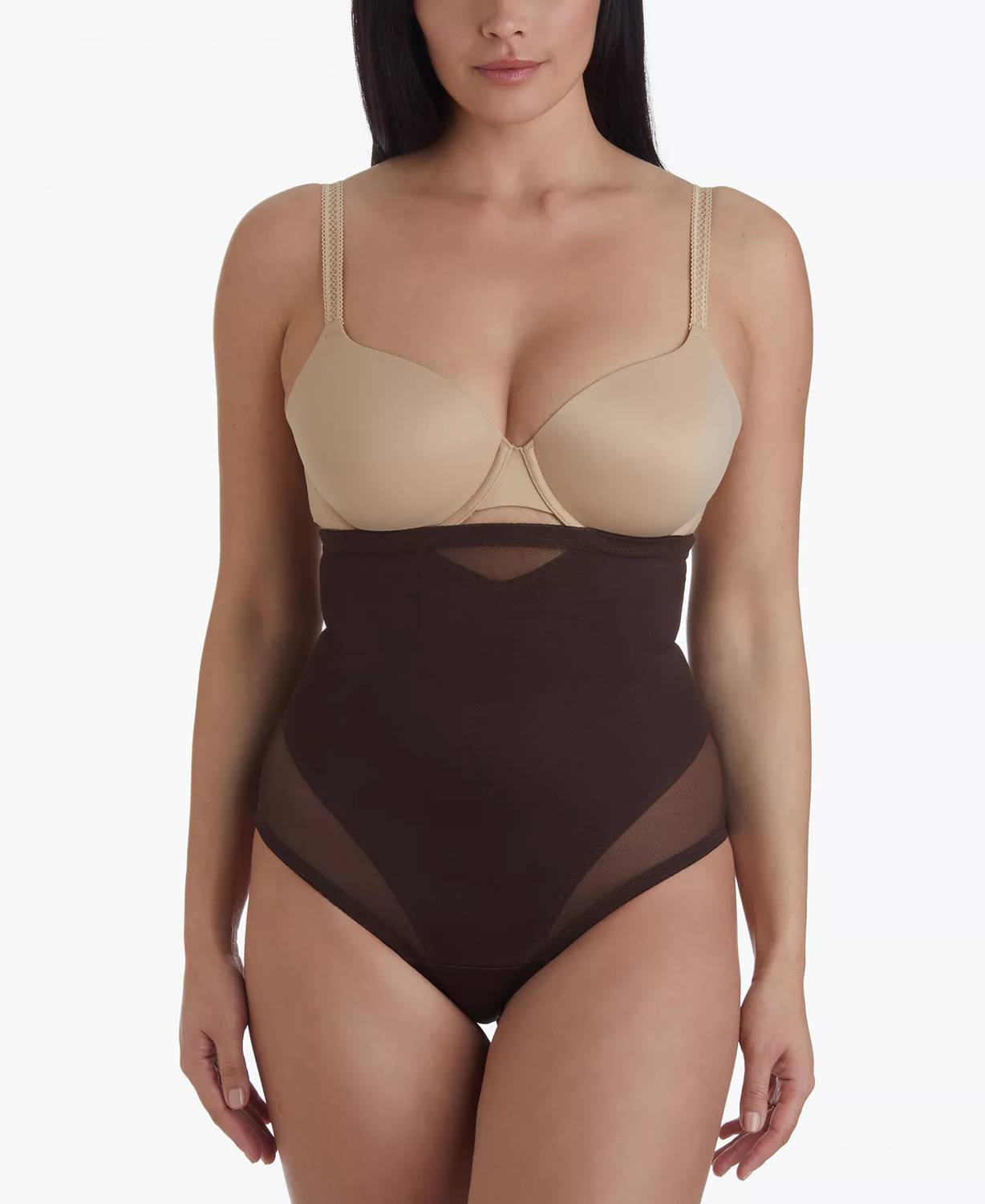 Miraclesuit Sexy Sheer Shaping Extra Firm Control High Waist Thong in coffee - women's intimate