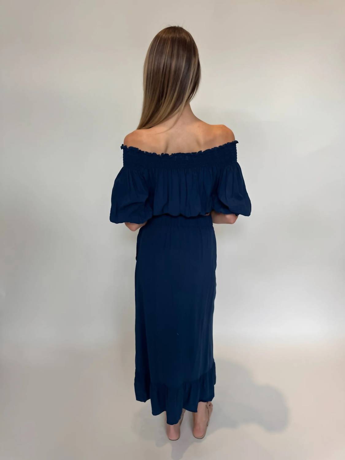 Romi The Brand Leah Off The Shoulder Top in indigo - women's shirt - alternate view